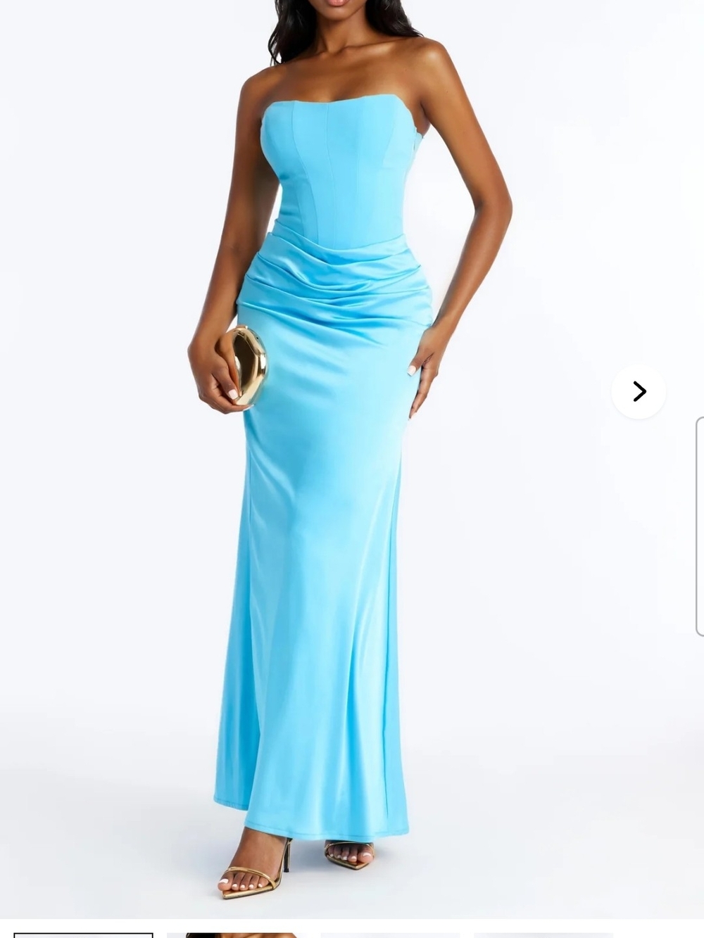 Fashion Nova Strapless Turquoise Gown
